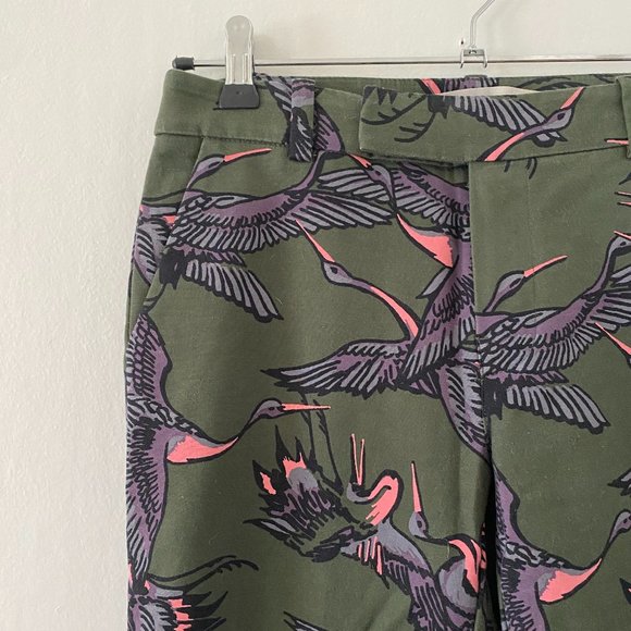 RACHEL Rachel Roy Olive Crane Print Ankle Pants - Picture 4 of 9